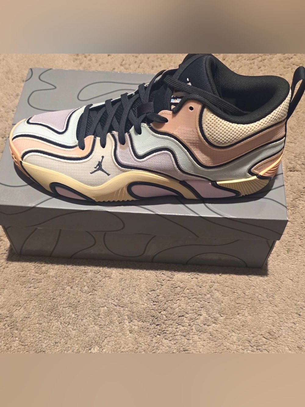 Jordan Men's Athletic Shoes in Pastel Multicolor with Black Accents